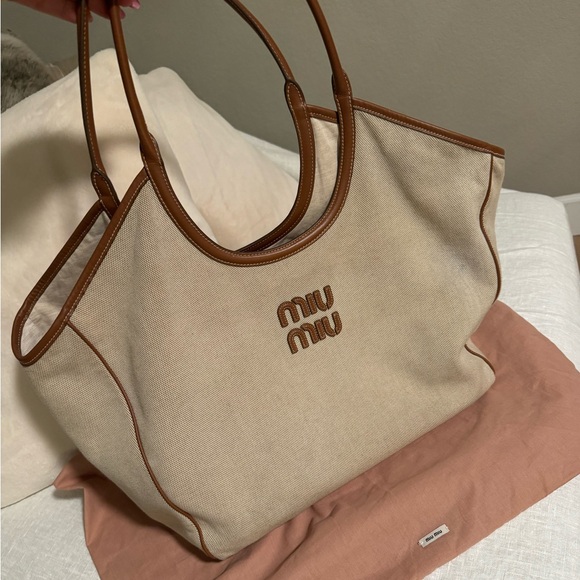 Miu Miu Handbags - MIU MIU IVY Canvas Tote 2024